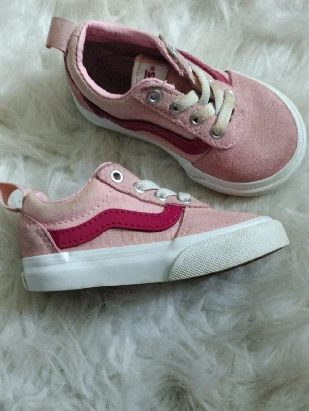 Vans Pink Toddler Slip-On Sneakers with Red Stripe